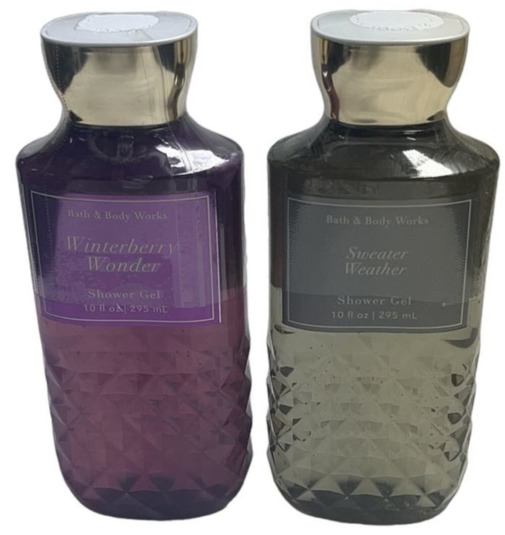 2 x Bath & Body Works shower gel SWEATER WEATHER & WINTERBERRY WONDER Lot of 2